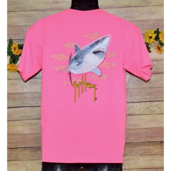 Guy Harvey Boy's Youth Pink XL Tee T-Shirt Shark Graphic Summer Beach - Picture 1 of 8